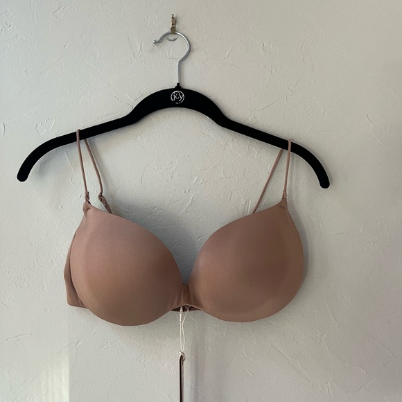 SKIMS WIRELESS FORM LIGHTLY LINED PLUNGE MICRO STRAP BRA SIENNA 34C